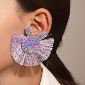 O1CN01QNR4av1nyPjVV7arJ__1895105158-0-cib Wholesale Scalloped Tassel Colorful Rabbit Earrings