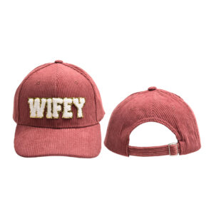 Rouge pink-WIFEY corduroy baseball cap / Adjustable