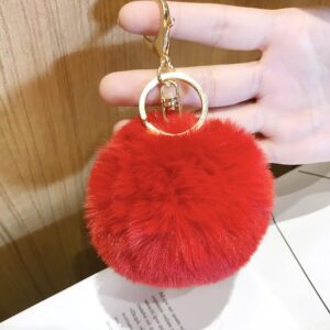 small red fur ball / Packed in a single opp bag. the keychain is not fixed. if necessary, please contact customer service for notes