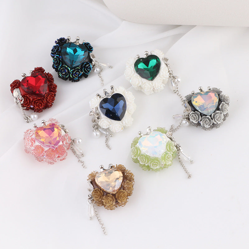 Wholesale Heart-shaped Rose Soft Ceramic Crown Diamond Ball Straight Hole Beads