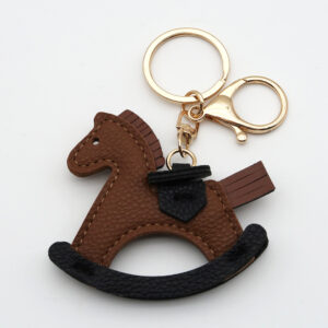 Little wooden horse brown lychee pattern