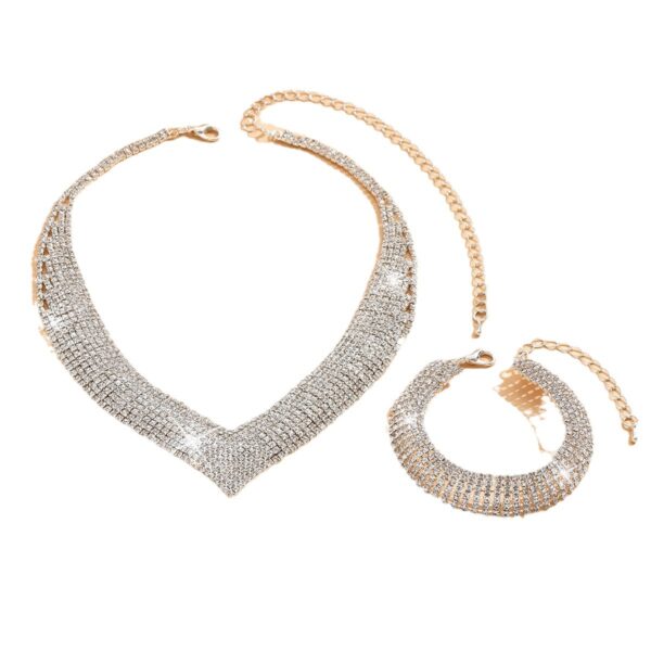 O1CN01QQDKH61ynqV4D4mpK_1988846624-0-cib Wholesale Rhinestone Silver Plated Necklace Bracelet Stretch Ring Set