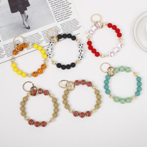 Wholesale Wooden Beaded Wrist Keychains