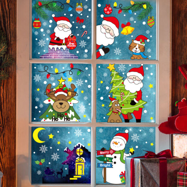 Wholesale Christmas Decorations Santa Claus Elk Static Stickers Christmas Window Decoration
