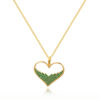 Wholesale 18K Gold Copper Micro Paved Emerald Love Heart Pendant Necklaces