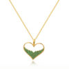 Wholesale 18K Gold Copper Micro Paved Emerald Love Heart Pendant Necklaces