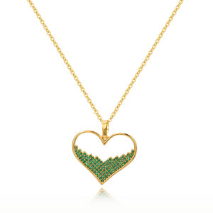 O1CN01QSTB5U1yGrrIvE9VK__2211440976552-0-cib Wholesale 18K Gold Copper Micro Paved Emerald Love Heart Pendant Necklaces