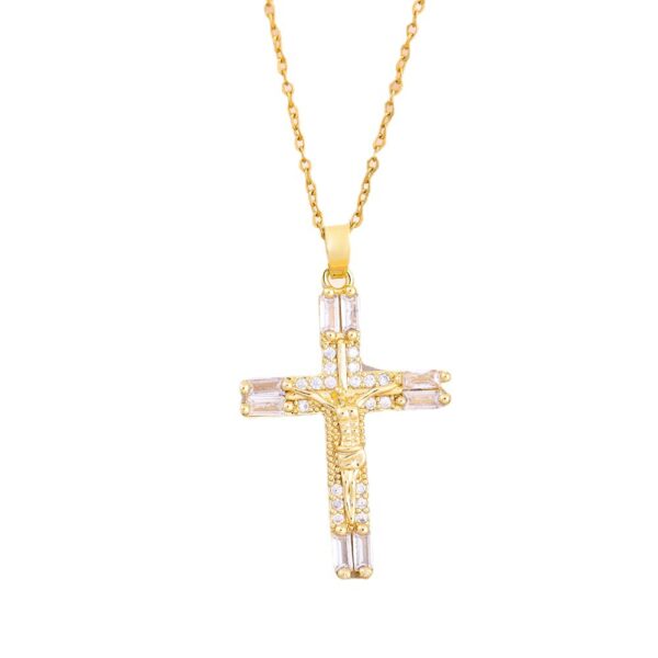 O1CN01QUnrep1Bs2oPWgVXk_0-0-cib Wholesale Colorful Zirconium Cross Titanium Steel Necklaces
