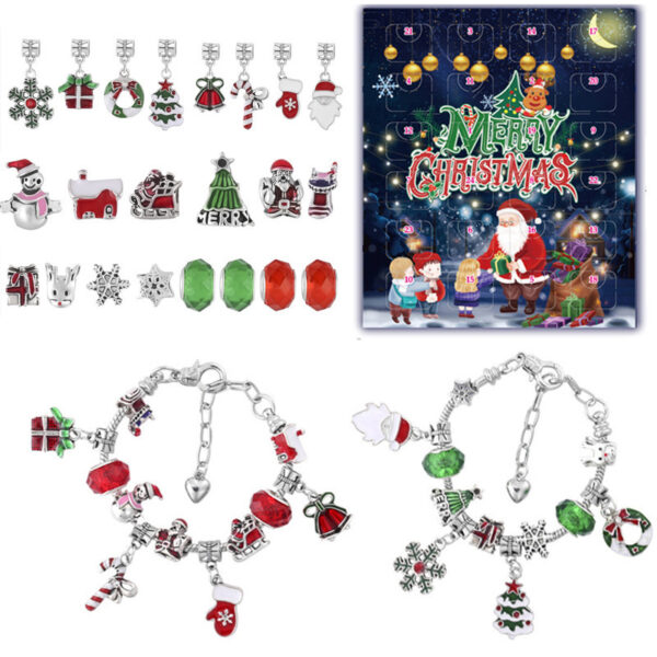 Wholesale Blue Christmas Countdown Calendar Gift Box Set Diy Beaded Bracelet