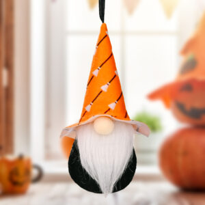 Halloween pointy hat gnome small pendant A orange hat broom