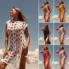 Wholesale Knitted Large Round Hollow Out Pullover One-piece Beach Cover Up