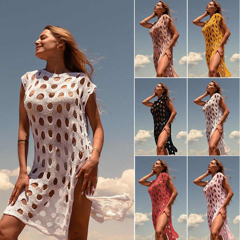 Wholesale Knitted Large Round Hollow Out Pullover Beach Cover