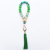 Wholesale Wooden Bead PU Printed Tassel Pendant Wrist Keychain