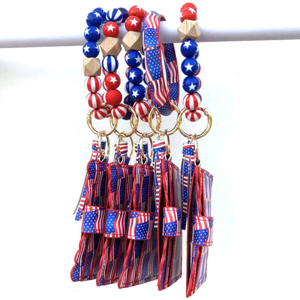 O1CN01QbKmnx1FT5dixAoKC_2698260487-0-cib Wholesale Independence Day Wooden Beads Beaded Wrist Keychain