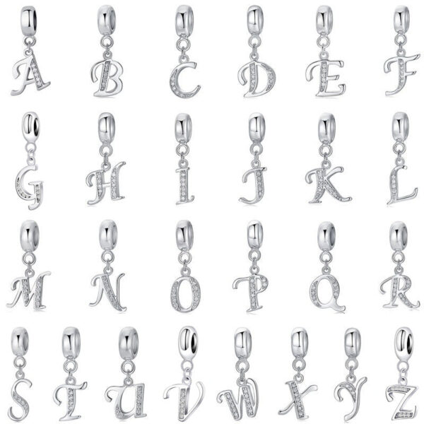 Wholesale 2CM×1CM Sterling Silver Alphabet Accessories Beads