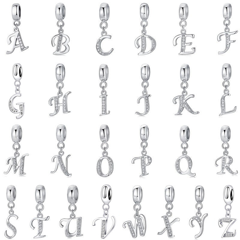 Wholesale 2CM×1CM Sterling Sier Alphabet Aessories Beads