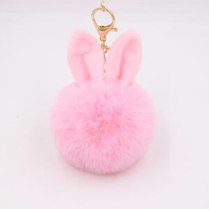 Pink / Rabbit plush pendant keychain