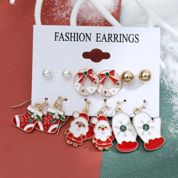 Wholesale Christmas Santa Claus Snowflake Bell Elk Alloy Earrings
