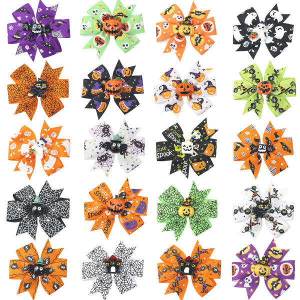 O1CN01QhGr3q24J3NKciQXl__2865927369-0-cib Wholesale Halloween Three-layer Swallowtail Bow Duckbill Edging 20 Colors Children's Headdress Hair Clips
