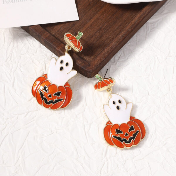 Wholesale Halloween Oil Drip Cute Cartoon Ghost Pumpkin Earrings