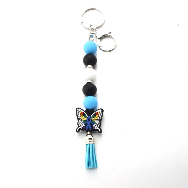 Wholesale Silicone Bead Butterfly Beaded Keychain