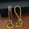 Wholesale Handmade Retro Brass Horseshoe Buckle and Cowhide Keychain