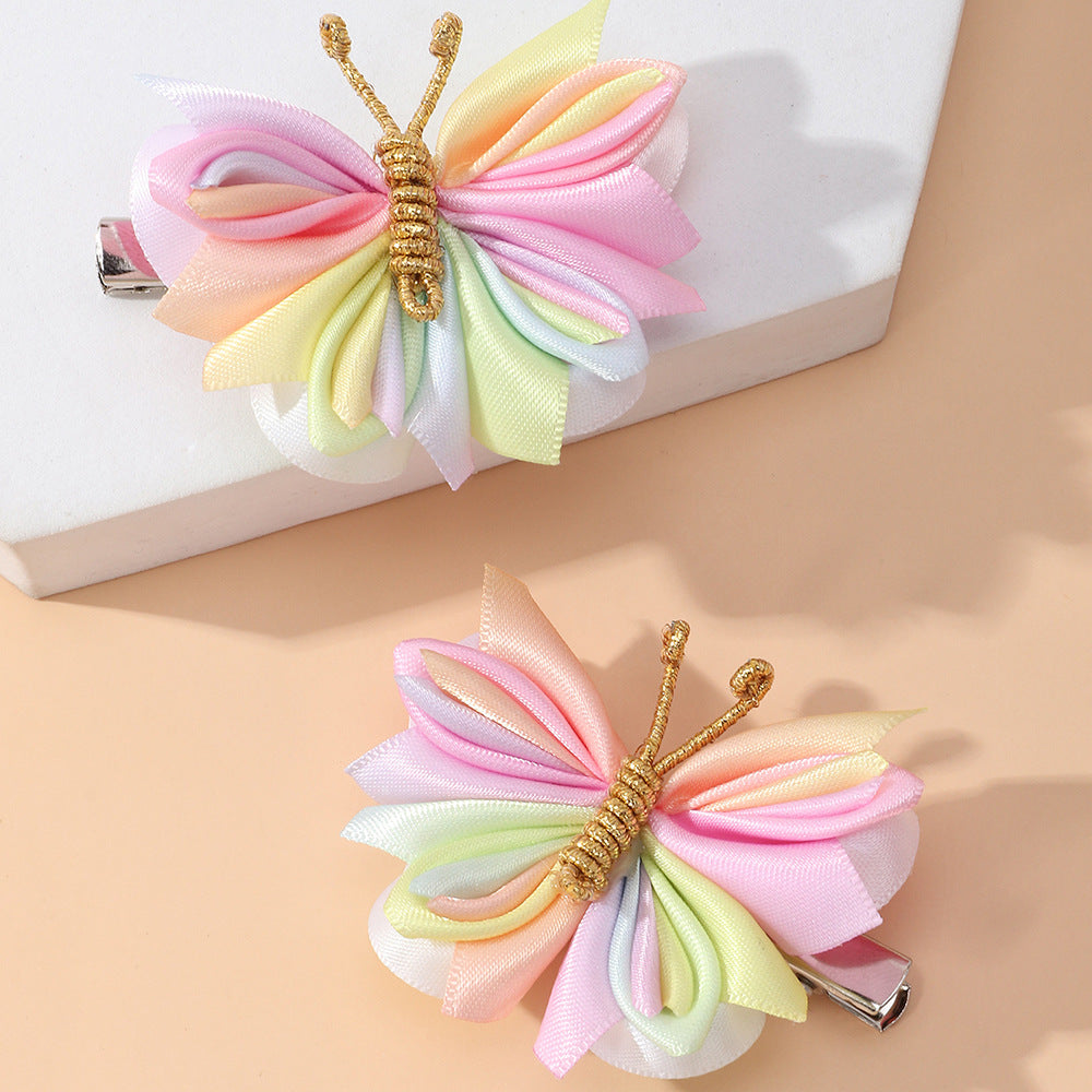 Wholesale Kids Mesh Butterfly Fabric Hair Clips Baby Splies