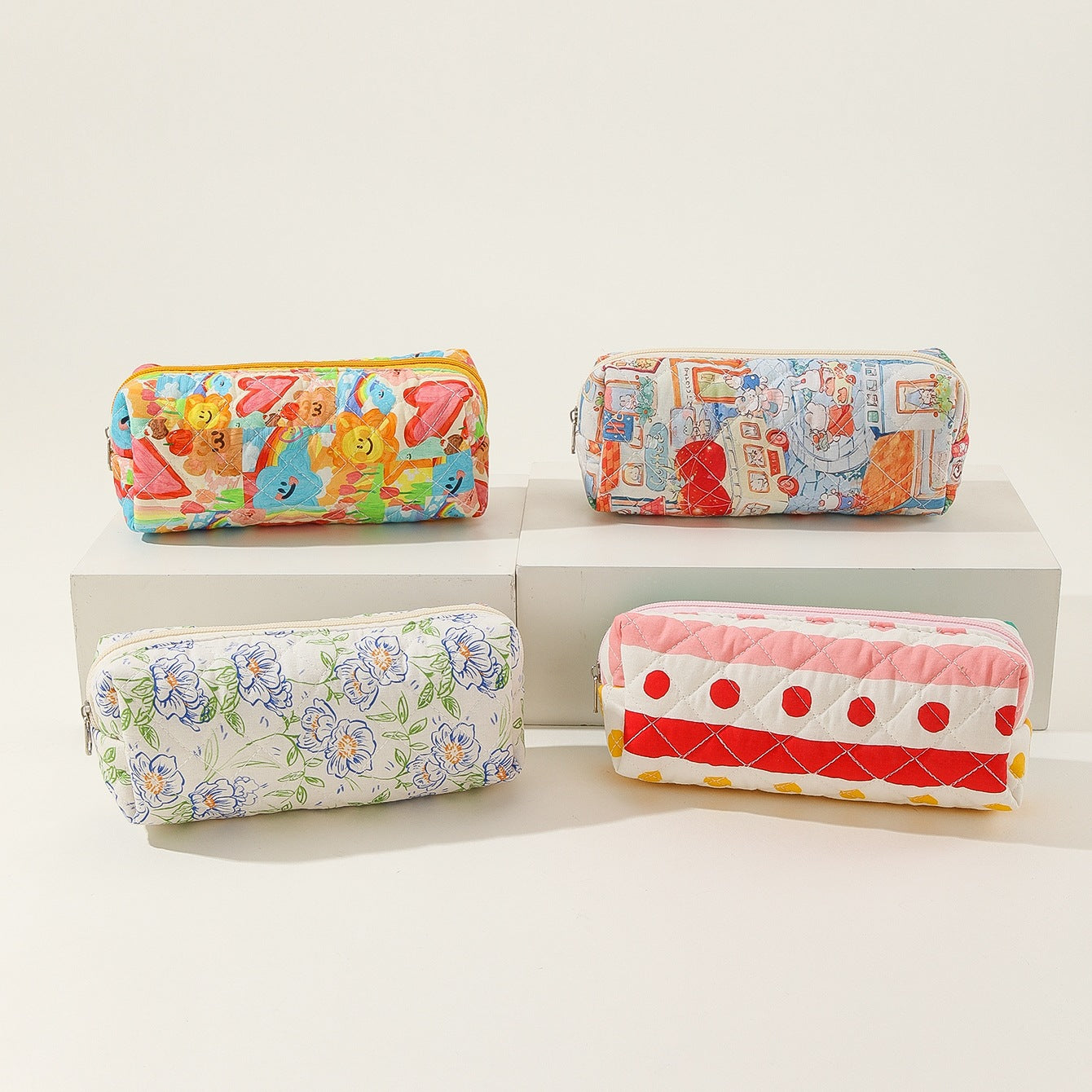 Wholesale Quilted Cotton Mini Striped lka Dot rtable Cute Flower Storage Bag