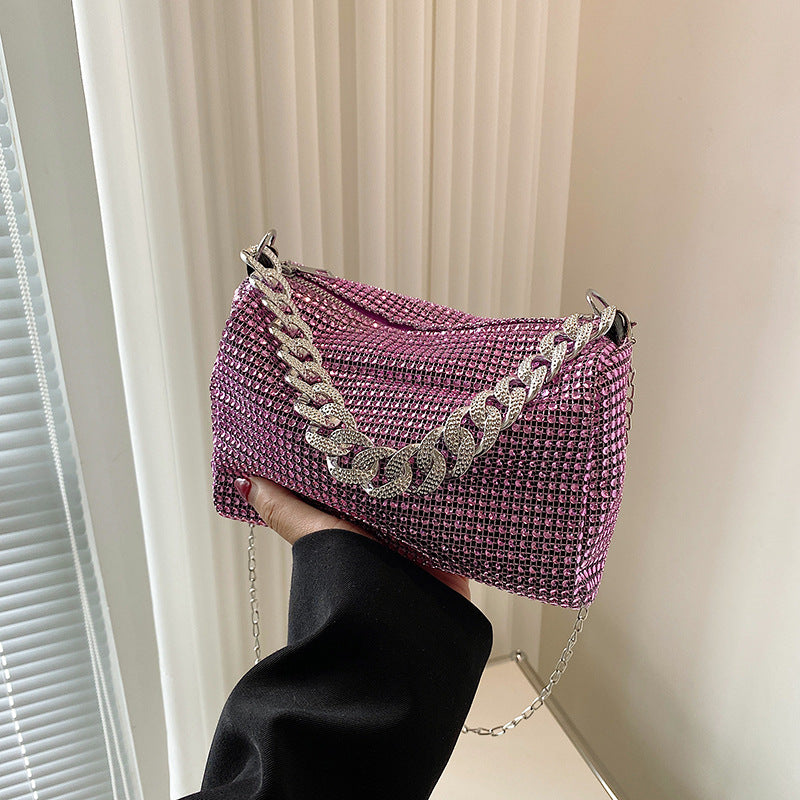Wholesale Bright Diamond Cylinder Bag Full Diamond Shoulder Crossbody Bag