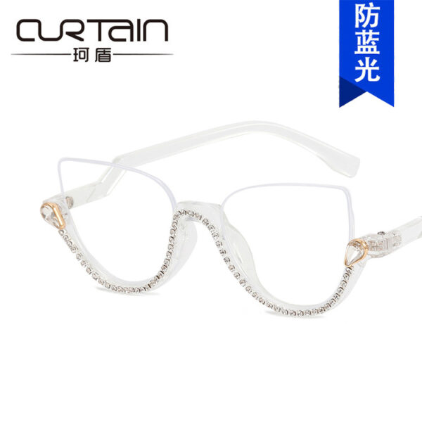 Wholesale PC Anti-blue Half Frame Diamond Flat Mirror