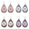 Wholesale Jewelry Mother's Day Leopard MAMA Letter PU Leather Earrings