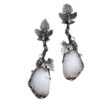Wholesale Metal Grapevine Leaf Inlaid Drop Shaped Opal Alloy Earrings