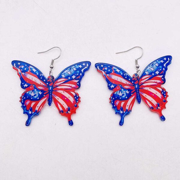 Wholesale Independence Day Acrylic Colorful 3D Butterfly Earrings