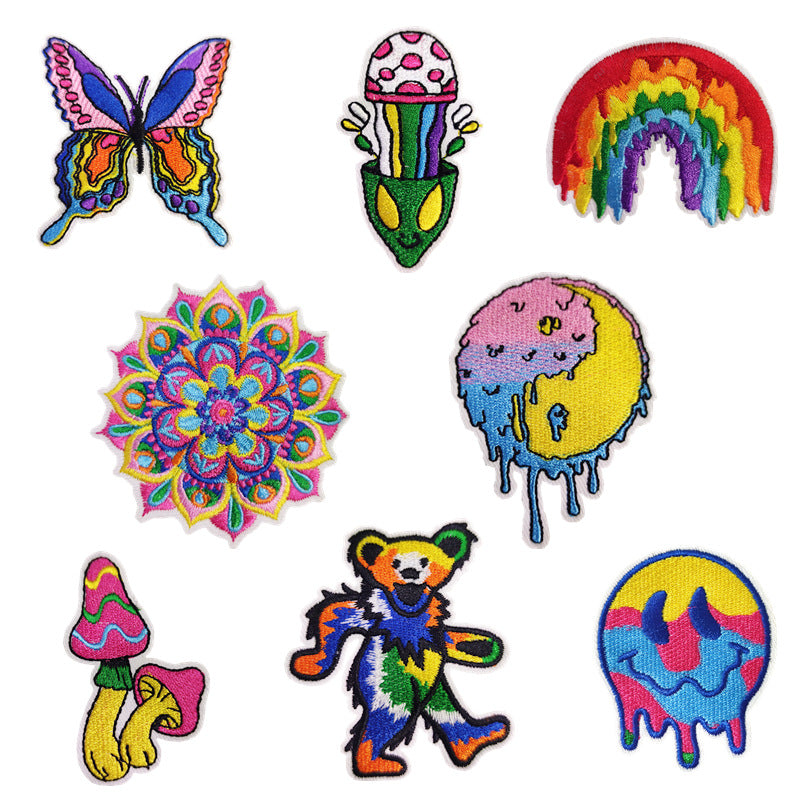 Wholesale DIY Embroidery Cloth Colorful Series Bear Flower Hat Clothes Patch FS