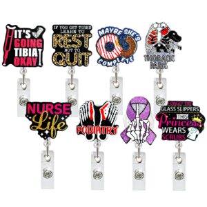 Wholesale Glitter Acrylic Bone Medical Rotating Retractable Badge