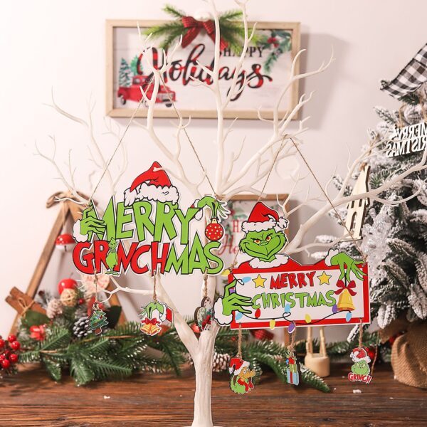 Wholesale Christmas Supplies Greenwich Christmas Merry Signboard Wooden Pendant Decoration