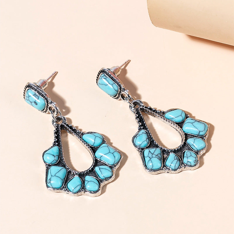 Wholesale Antique Sier Turquoise Alloy Earrings