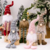 Wholesale Polyester Christmas Striped Knitted Hat Rudolph Hanging Leg Doll Ornament