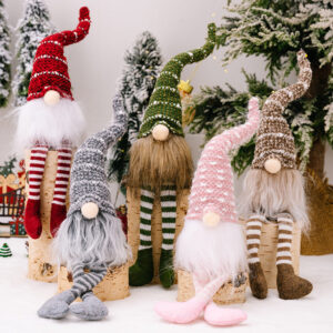 Wholesale Polyester Christmas Striped Knitted Hat Rudolph Hanging Leg Doll Ornament