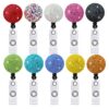 Wholesale Circular Colored Rhinestone Easy To Pull ABS Rotatable Telescopic Keychain