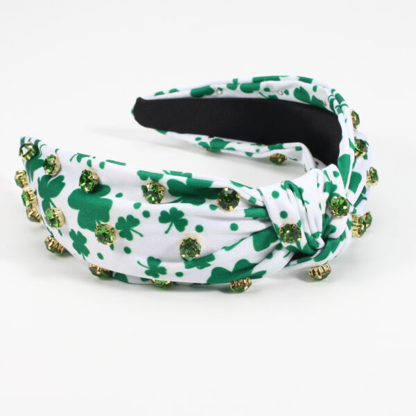 Wholesale Irish St. Patrick's Day Rhinestone Four-leaf Clover Wine Glass Party Headband