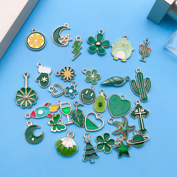 Wholesale Drip Oil Green Cartoon Plant Animal Alloy DIY Necklace Bracelet Pendant