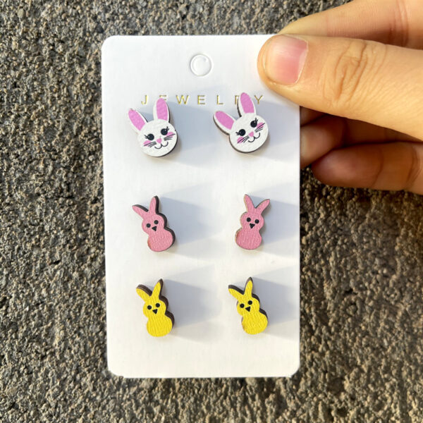 Wholesale Easter Egg Cartoon Cute Wooden Earring Set