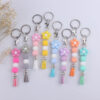 Wholesale Silicone Cartoon Flower Beaded Keychain