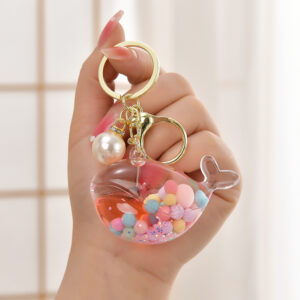 Pink / Light gold buckle + oil bottle fish + pearls