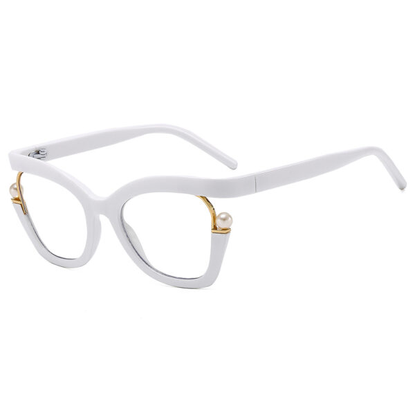 Wholesale PC Anti Blue Light Pearl Decorative Eyeglass Frames with Flat Lenses