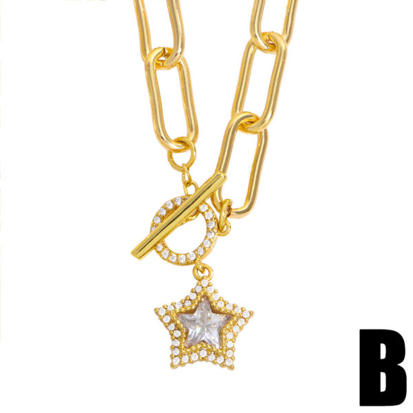 O1CN01RBXCh72JAY9QdZWNp_2926419381-0-cib Wholesale Necklace Copper Plated 18K Gold Pentagram with Diamonds OLY-NE-AS003