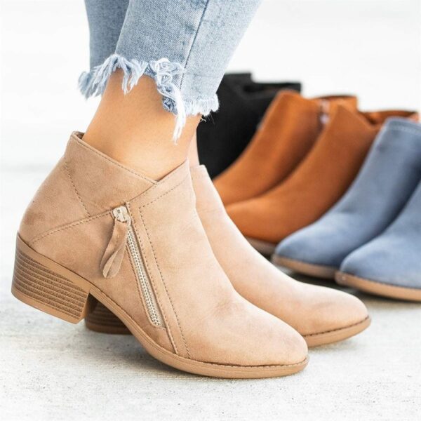 Wholesale Suede Double-sided Zippered Women's Short Boots