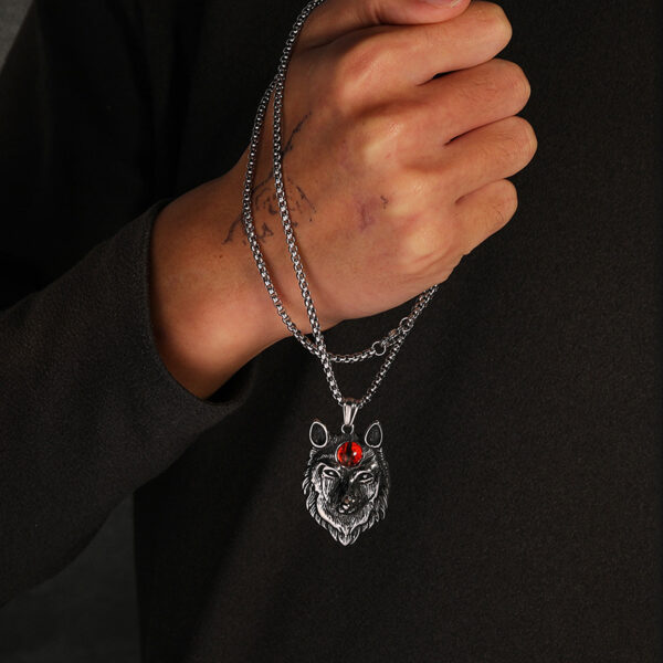 Wholesale Vintage Wolf Head Stainless Steel Necklace