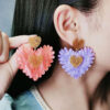 Wholesale Valentine's Day Heart Spliced Acrylic Earrings